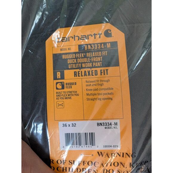 Carhartt brand page Men's Rugged Flex Relaxed Fit Duck Utility Work Pants 36x32 - Picture 3 of 5